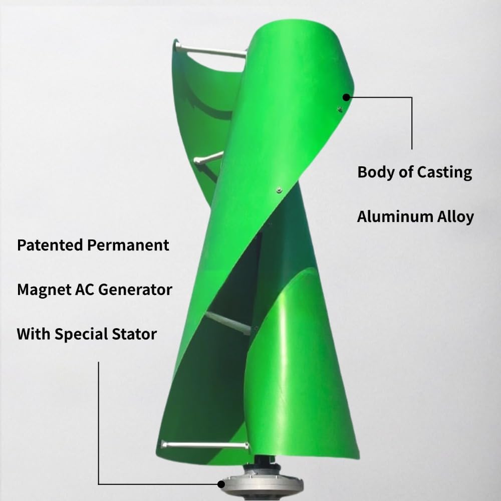 High Efficiency 800W Vertical Wind Turbine Permanent Magnet Generator 12V 24V 48V 3 Phase Coreless Wind Power (White, 48V with Controller)