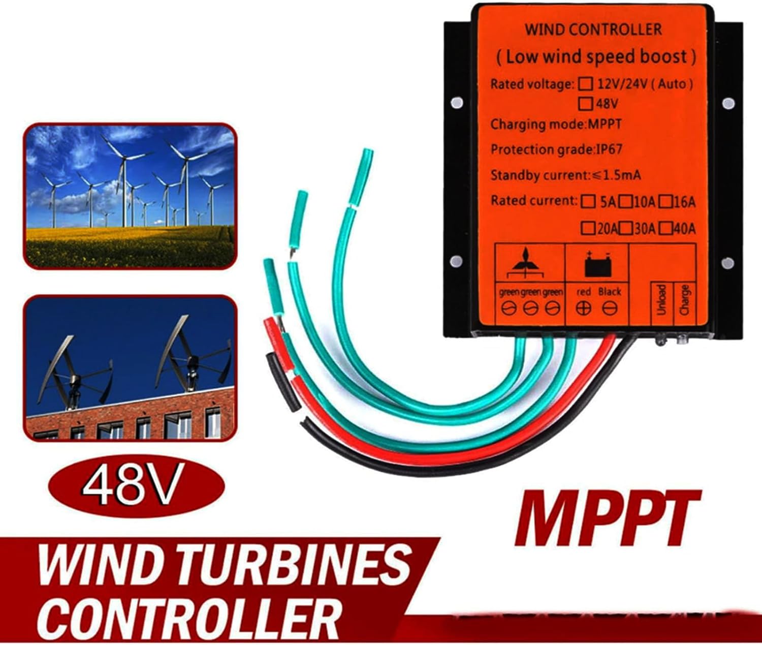 220v,HYZHANHONG 10A-40A Wind Turbine Generator 3000W-8000W MPPT Wind Energy Charge Controller IP67 Waterproof, 12V / 24V Automatic Matching 48V Suitable for Wind Generator