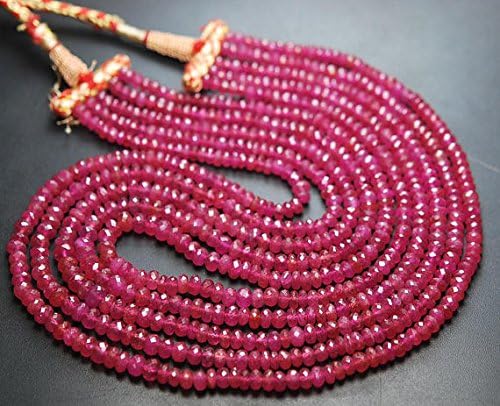 13 inch natural beads strand of 4.5-6mm faceted rondelle pink sapphire gemstone beads for DIY jewelry - necklace, bracelet, earring, ring.