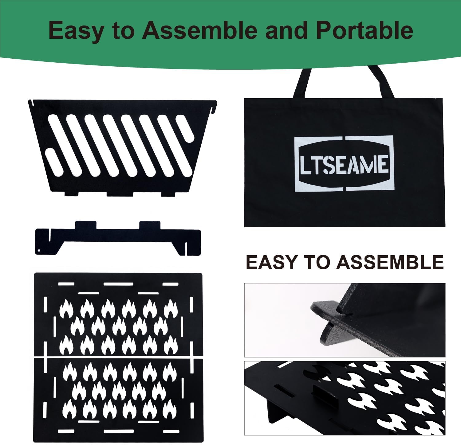 25 inch Portable Fire Pit for Outside Collapsible Plug Fire Pit Suitable for Camping, Picnics, Courtyards, Garden Bonfires and Outdoor Firewood with Storage Bag