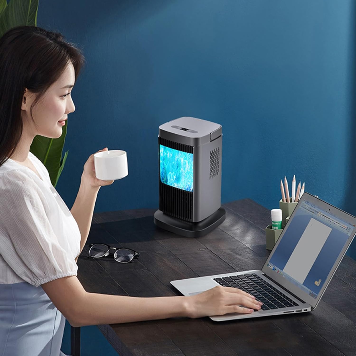 Semiconductor Refrigeration Portable Air Conditioners, Cooling Fan with Touch Screen & 3 Speeds, Mini Fan for Bedroom, Efficient Energy Saving