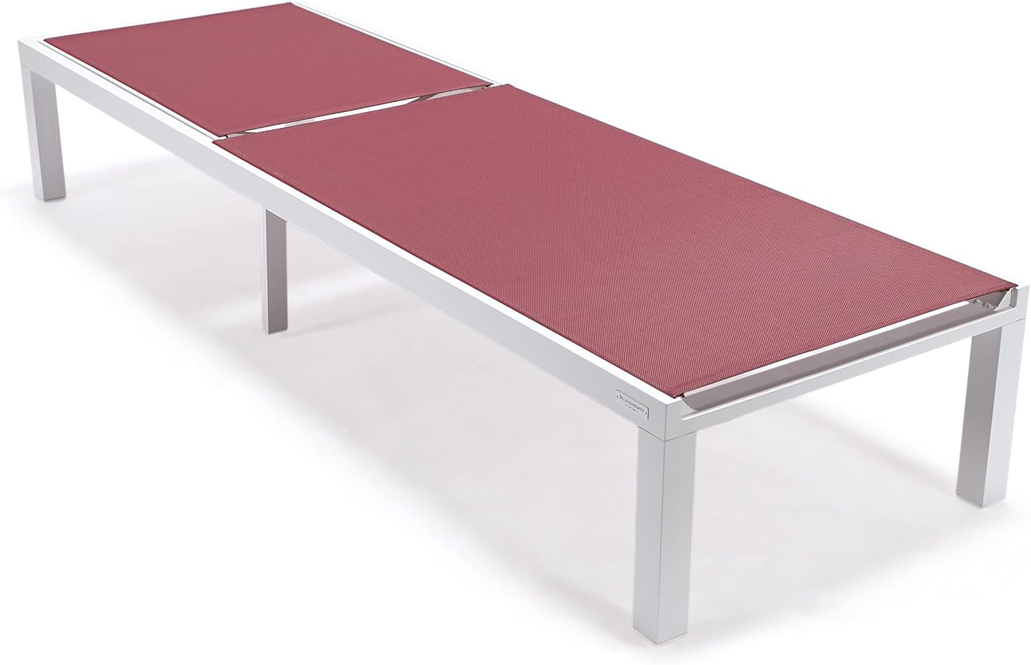 LeisureMod Marlin Modern White Aluminum Outdoor Patio Chaise Lounge Chair with Square Fire Pit Side Table Set of 2 Perfect for Patio, Lawn, and Garden (Burgundy)