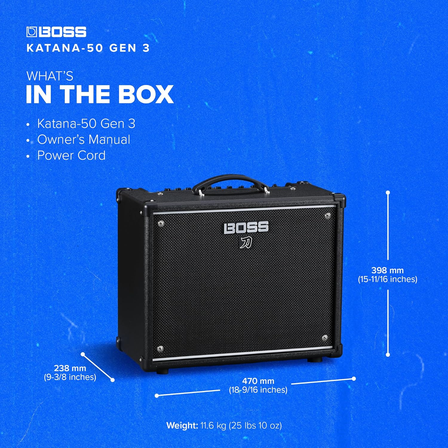 BOSS Katana-50 Gen 3 Guitar Amplifier | Compact 50-Watt Combo Amp | Custom 12-Inch Speaker | Evolved Tube Logic Sound | 12 Amp Characters | Onboard BOSS Effects | Advanced Connectivity & More