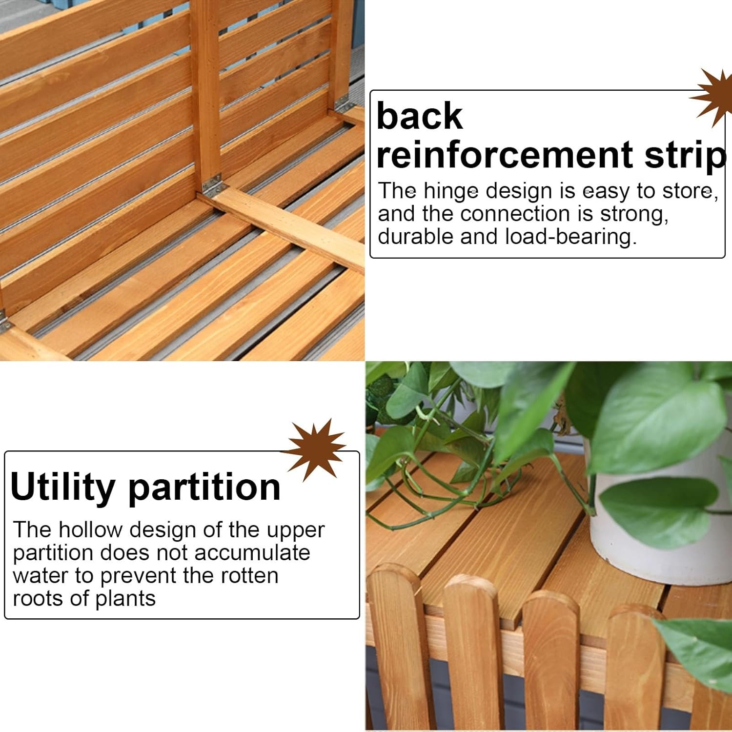 Cover for Outdoor Wooden Air Conditioner Cover - Decorative & Protective Noise Reduction, Shelf Plant Stand & Garden Pear Color