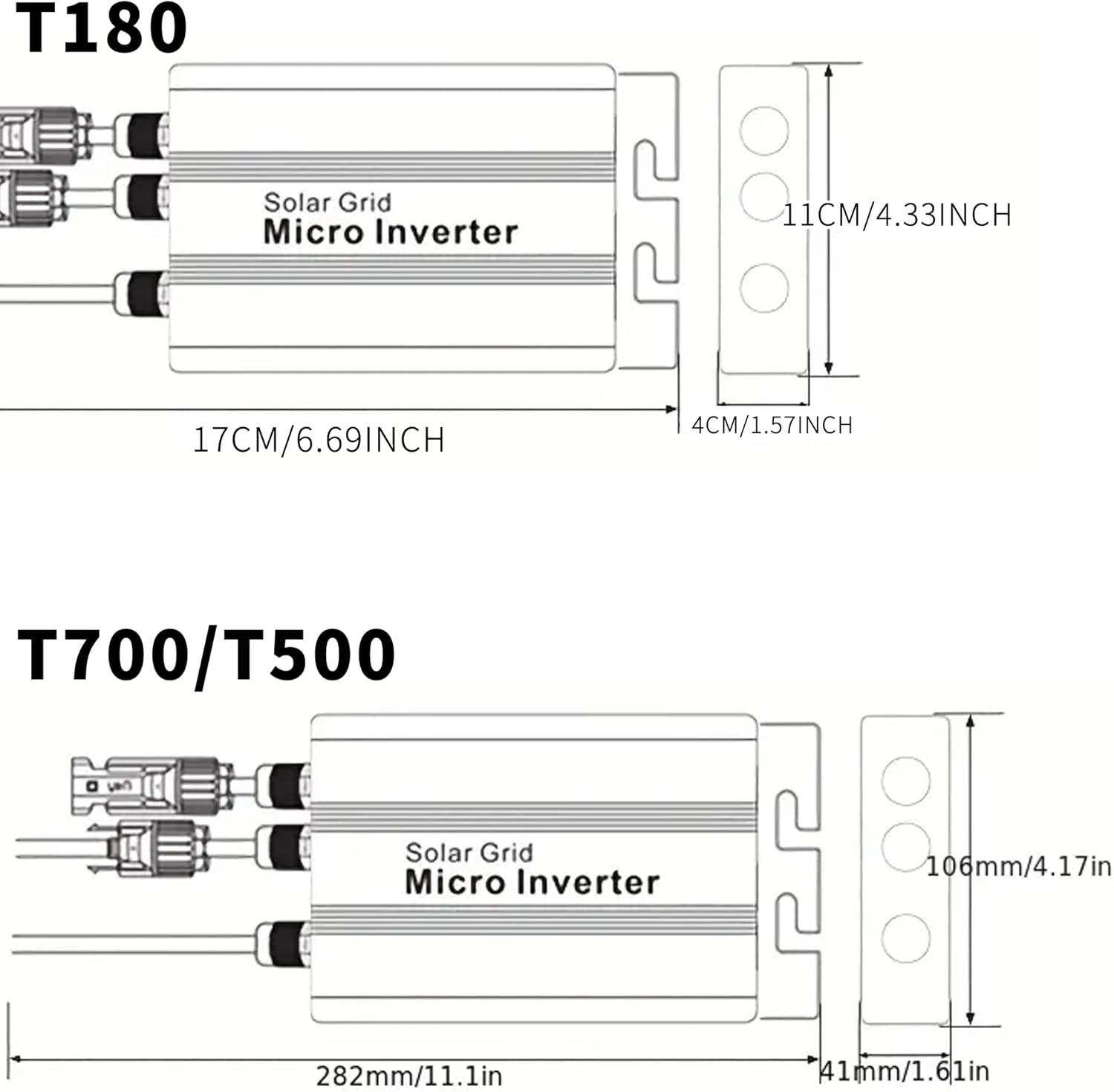 Solar Grid Tie Micro Inverter MPPT Smart Micro PV System 180W 500W 700W DC 18V-50V to AC Output 120V/230V Auto (500W)