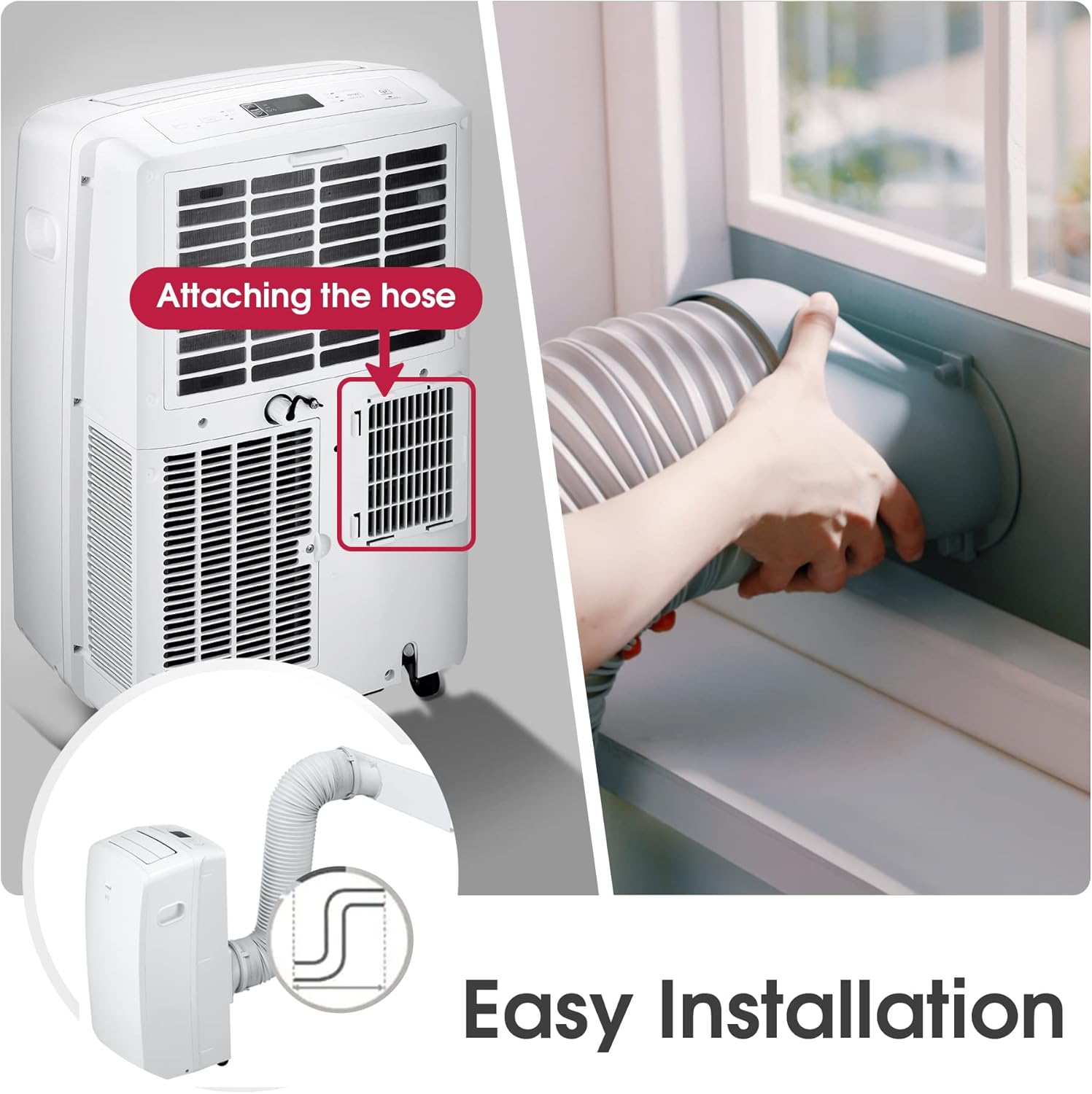 LG 7000 BTU (DOE) / (10500 ASHRAE) Portable Air Conditioners Cools 300 Sqft Easy Install & Remote Control LCD Display Eco-friendly Small Room Air Conditioner AC Unit Cool Home White LP0723WSR