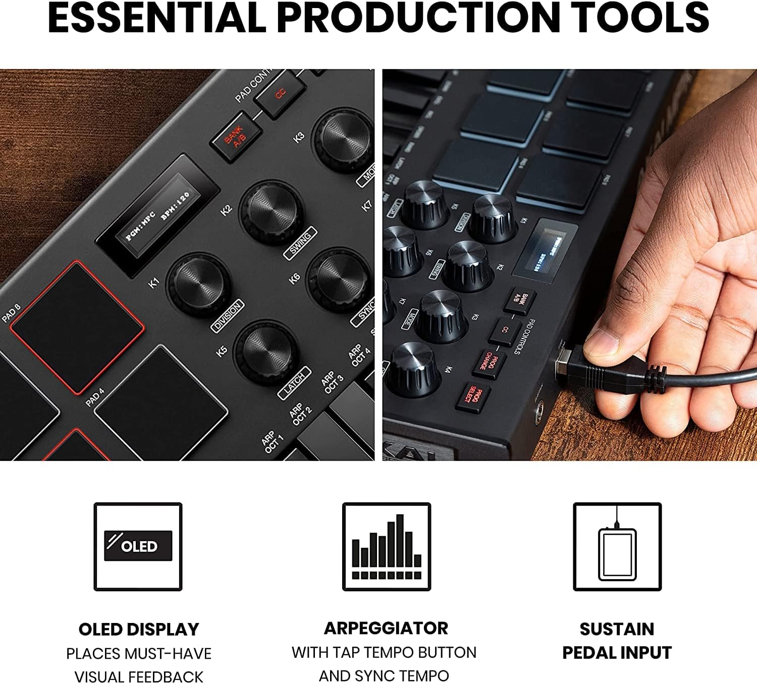 AKAI Professional MPK Mini Black MK3 and M-Audio HDH40-25-Key USB MIDI Keyboard Controller with Beat Pads, Studio Headphones and Software Suite