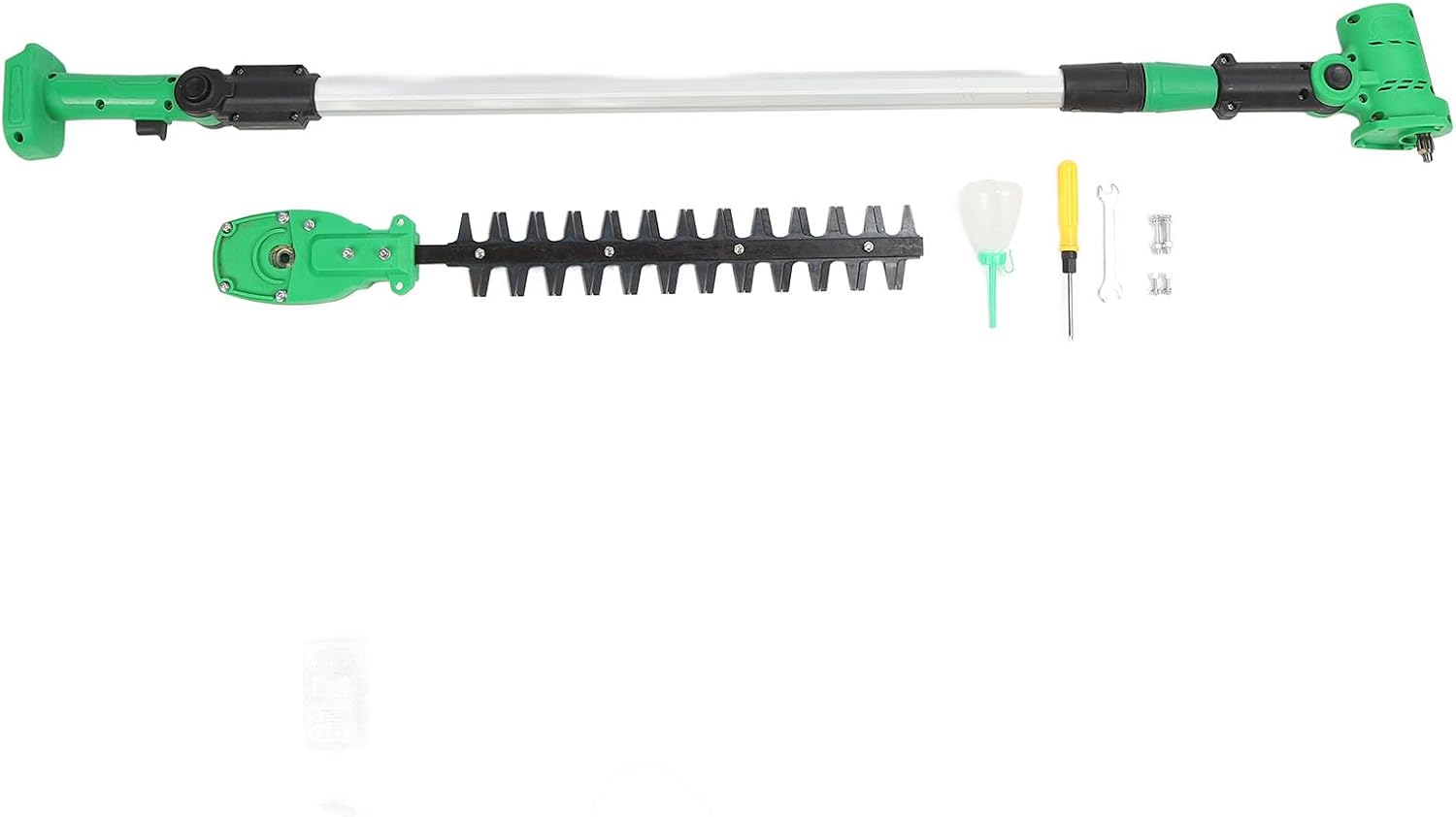 Cordless Pole Hedge Trimmer 16.5 Inch High Branch Hedge Trimmer Dual Action Blade with Telescopic Extension Pole Safety Switch for Trimming Hedges Bushes Trees