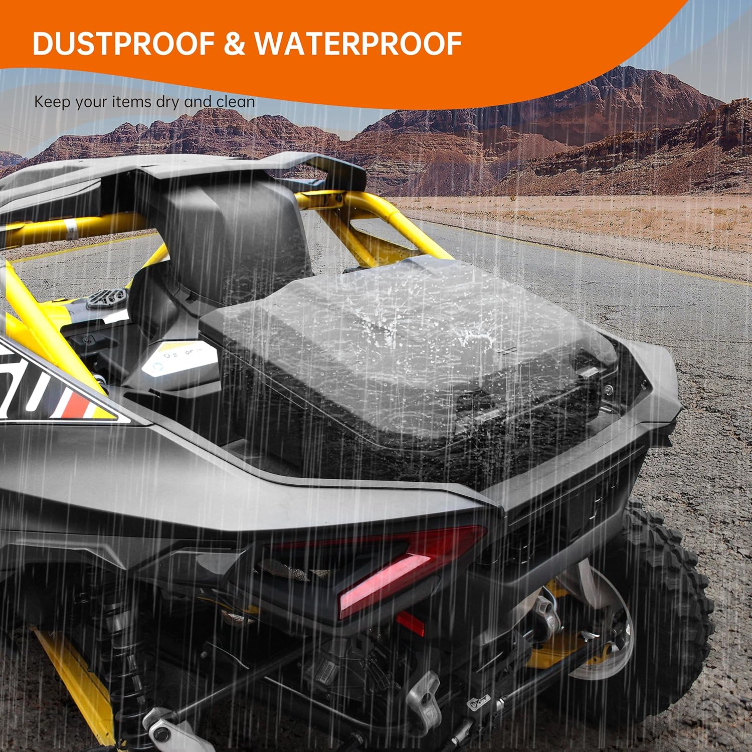 96L Rear Storage Cargo Box for Maverick R, Waterproof Bed Tool Rear Trunk Box Compatible with Can Am Maverick R X RS 2024+ Accessories Replace #715007182