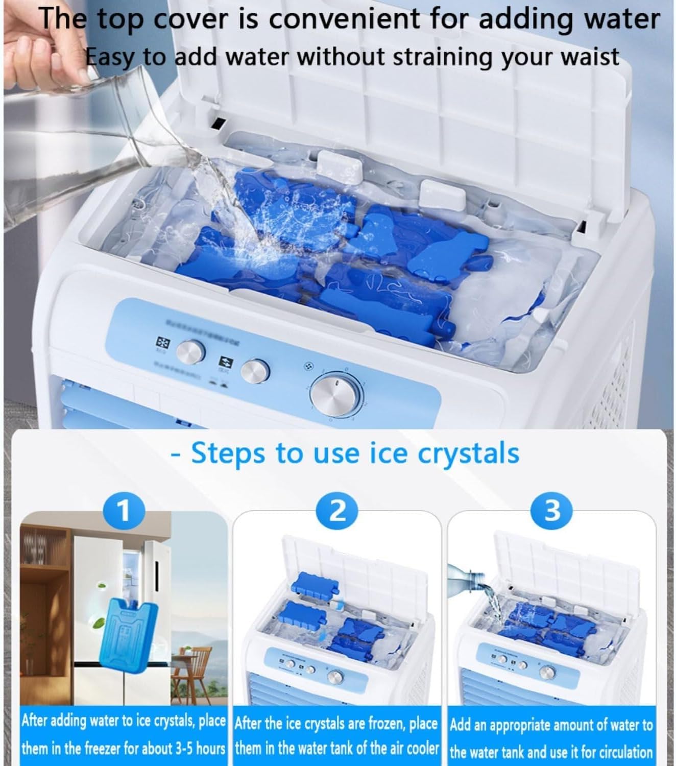 Portable Air Conditioner with 20/30/40L Water Tank, 3-in-1 Evaporative Air Cooler with Ice Packs, 120° Oscillation & 36dB Quiet Operation(84cm)