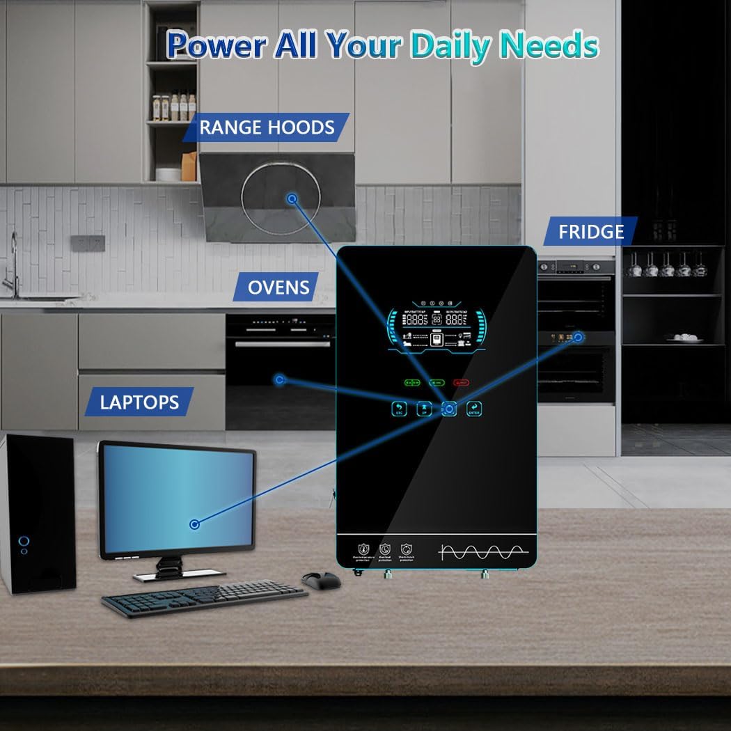 Y&H 4000W Solar Hybrid Inverter DC24V 120VAC Pure Sine Wave Output Battery-Free Starting, Built-in 140A MPPT Charger, 6.25