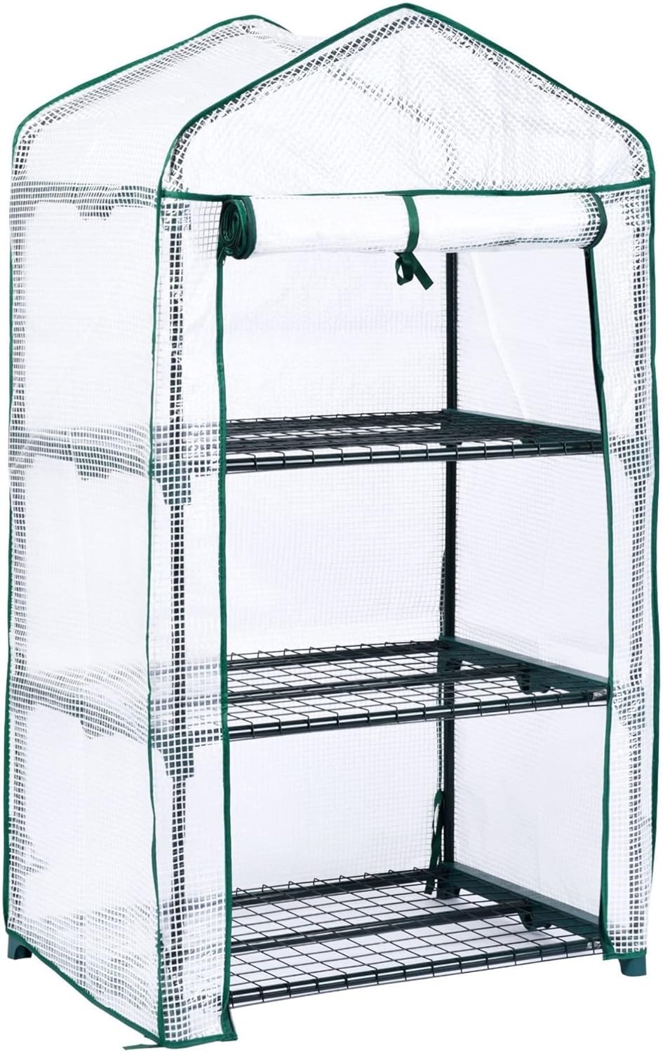 Indoor Outdoor Gardening Greenhouse,Plant Plastic Warm House ,with Zippered Cover,Metal Shelves and Front Roll-Up Door, for Garden, Patio, Backyard ( Color : White , Size : 3 Tier )