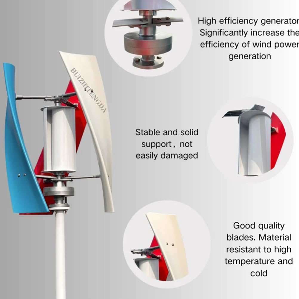220V,12000W Low Noise Vertical Wind Turbine Generator, 12V-220V Permanent Magnet Generator W/Controller Low Wind Speed Start for Home, Boats, Street Lighting