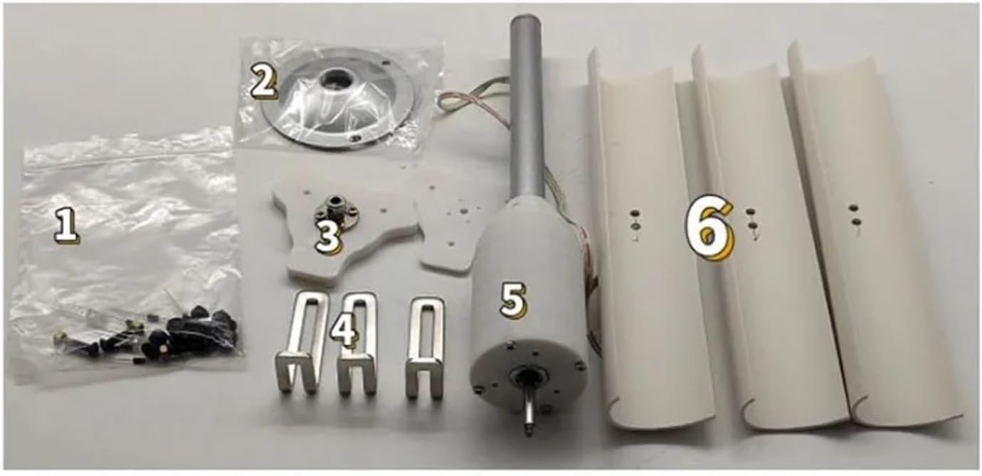 Wind Power DIY Kit Vertical Three-Blade Wind Generator Model Three-Phase Permanent Magnet Brushless Generator Low-Speed Windmill Portable Tools Learn About Renewable Energy & Power