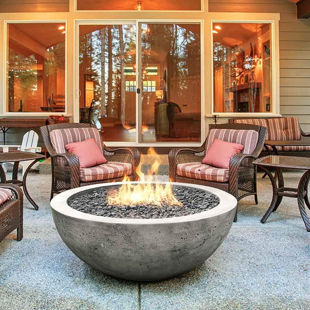 Prism Hardscapes Moderno 4 Concrete Gas Fire Pit (PH-404-2NG), Natural Gas, Ebony, 48-Inch
