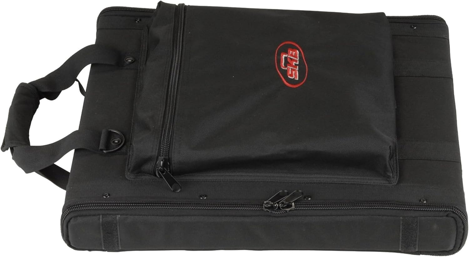 SKB Cases 1U Soft Rack Case for Wireless Microphone Systems with Steel Rails, Heavy Duty Zippers, Outer Pocket and Shoulder Straps, Black