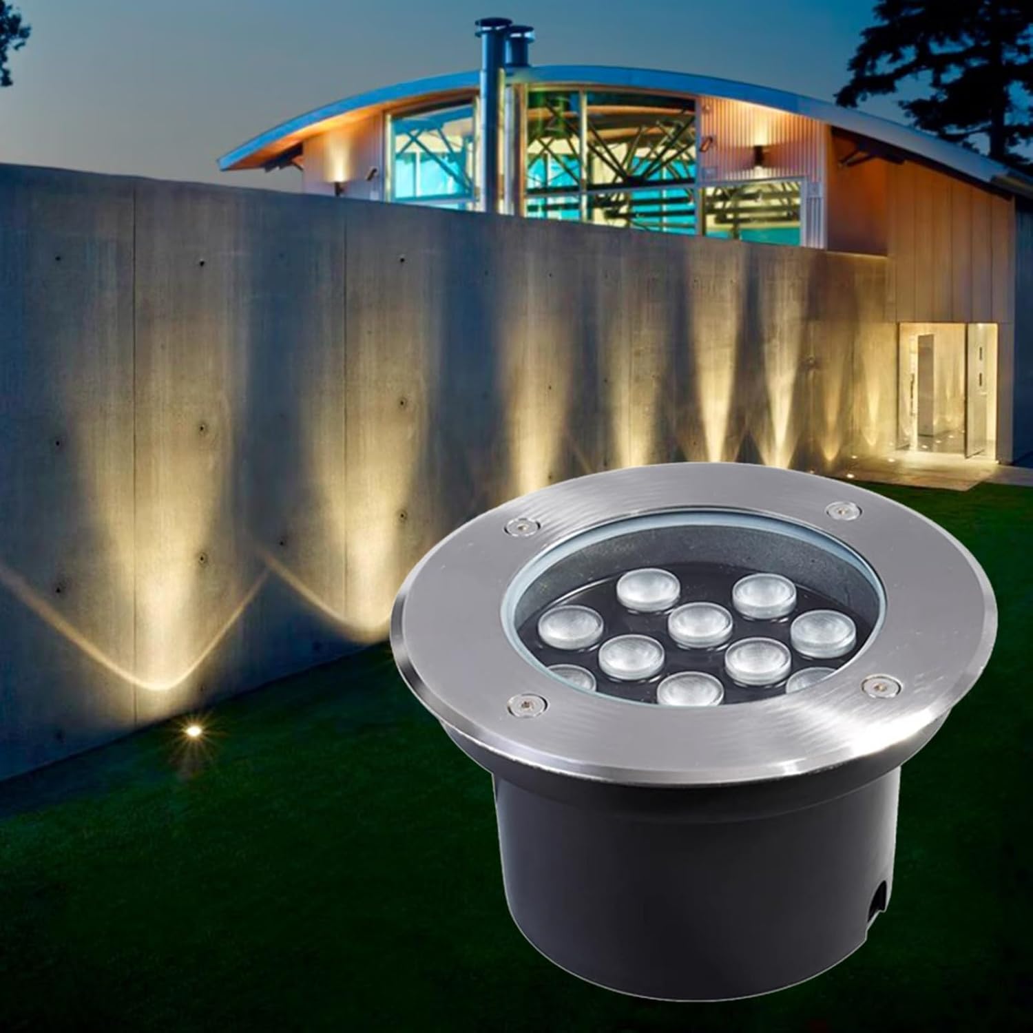 Outdoor Recessed Ground Light Round Landscape Lamp IP66 Waterproof Buried Lights AC85-265V for Garden, Pathway, Patio, Step Deck LED Underground Light