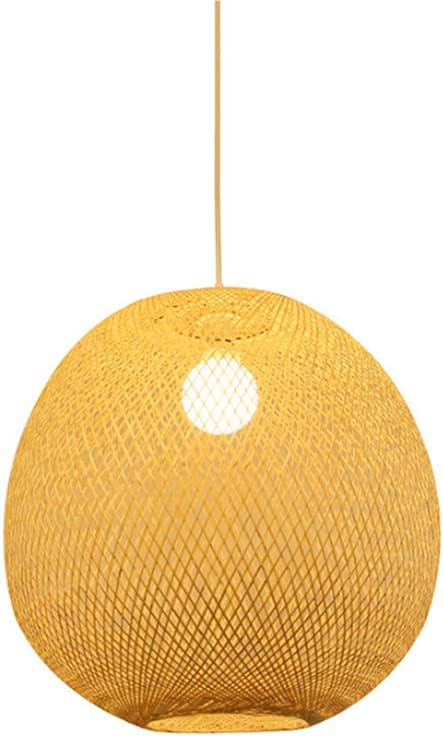 Handmade Bamboo Woven Pendant Lamp,Creative Round Shape Bamboo Chandeliers,E27 Bamboo Lampshades,Ceiling Rattan Hanging Light, Bar,Villa Decorative Lighting Fixtures