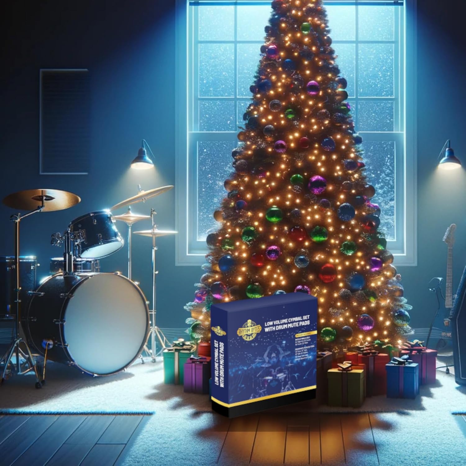 Rhythm Bytes Low Volume Cymbal Pack with Drum Silencer Pads, 13pcs, Cymbals Set - 14