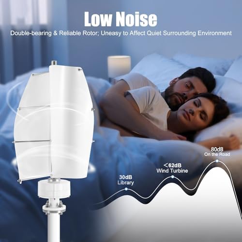 12V 100W Vertical Axis Wind Turbine Generator, Durable Aluminum Blades, Efficient Permanent Magnet System with Controller for Home, Boats, Street Lighting & Renewable Energy Solutions (White)