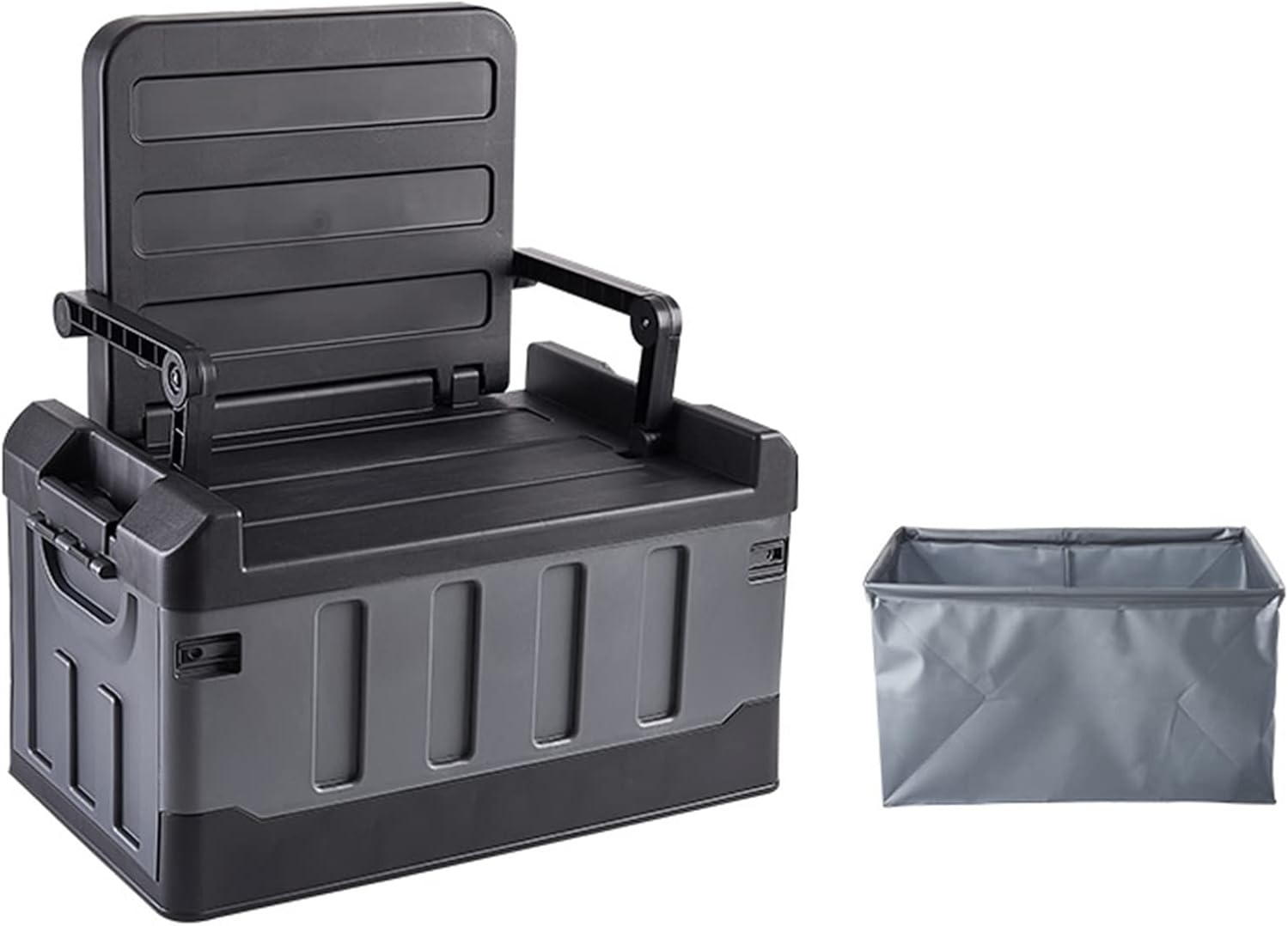 Storage Container Bin Stackable Trunk Home Camping Clothing Car Box Tough Durable Plastic Household Organizer with Seat and Waterproof Bag