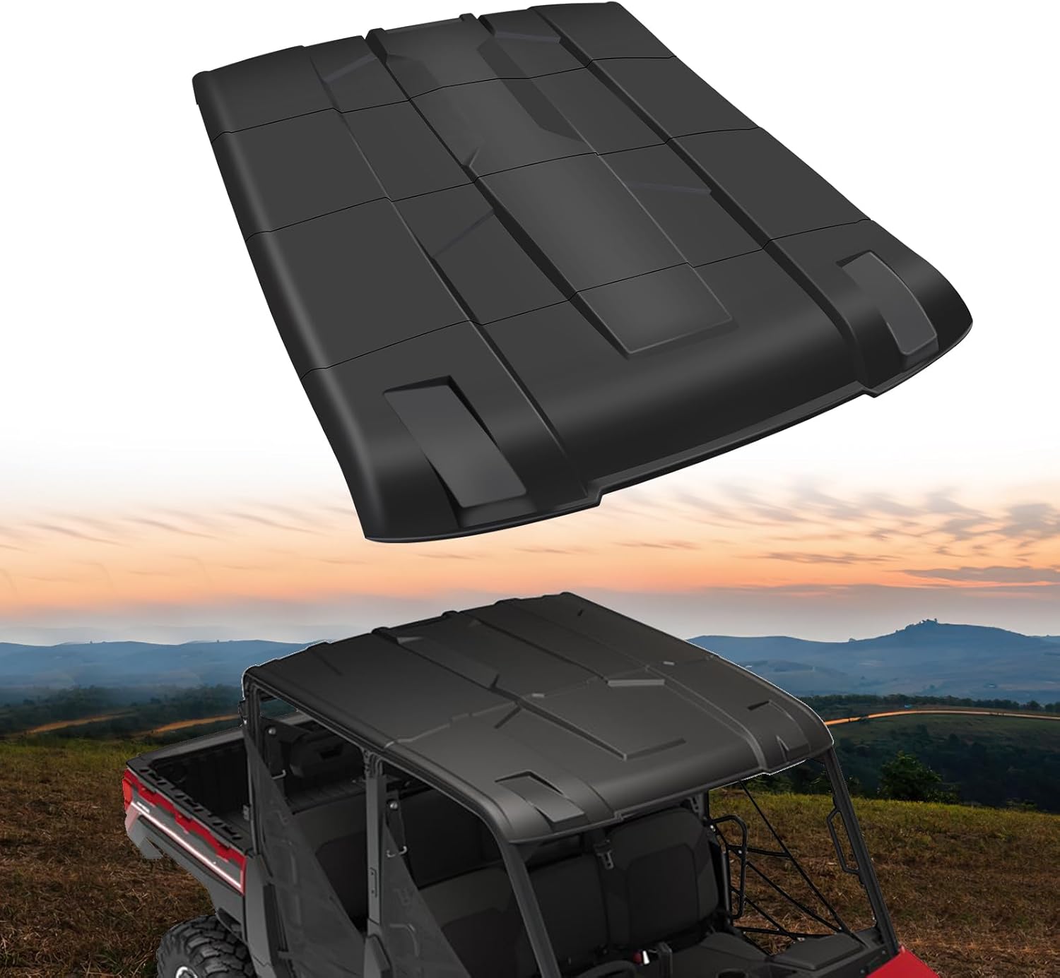 Roof Top for Ranger XP 1000 Crew, 4-Piece Combined Sport Roof Compatible with Polaris Ranger Crew XP 1000 2017-2024 Accessories Replace #2889223 Dustproof Resistant Hard Coat Poly Sun Visor