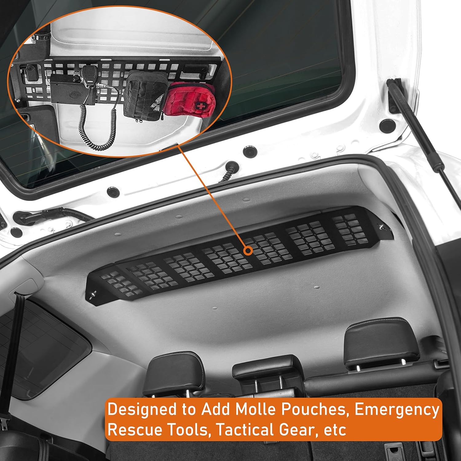 Hooke Road 4Runner Rear Overhead Storage MOLLE Panel for 2010-2024 Toyota 4Runner 5th Gen, Interior Accessories Trunk Cargo Rack Shelf Luggage Carrier