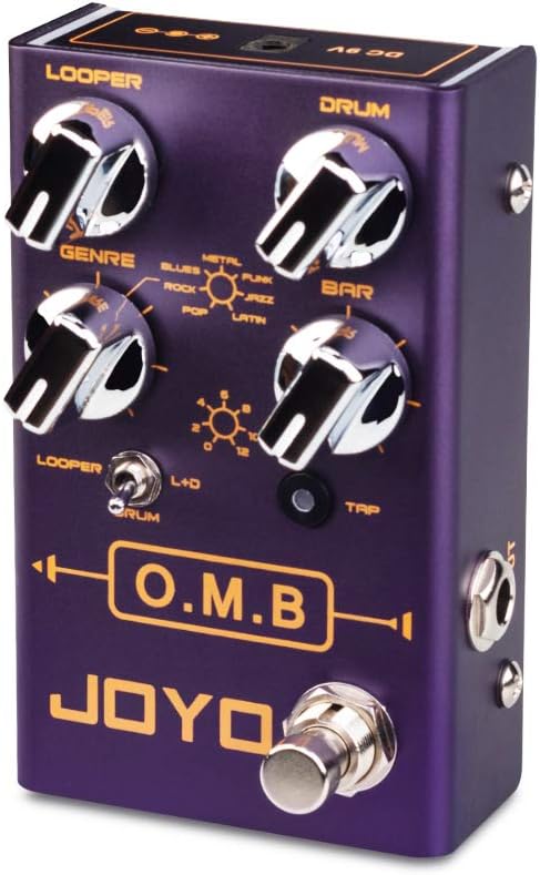 JOYO O.M.B Looper & Drum Machine Pedal R-06 Bundle with Mono 6.35mm Guitar Pedal Amplifier Instrument Cable 15 Feet CM-12