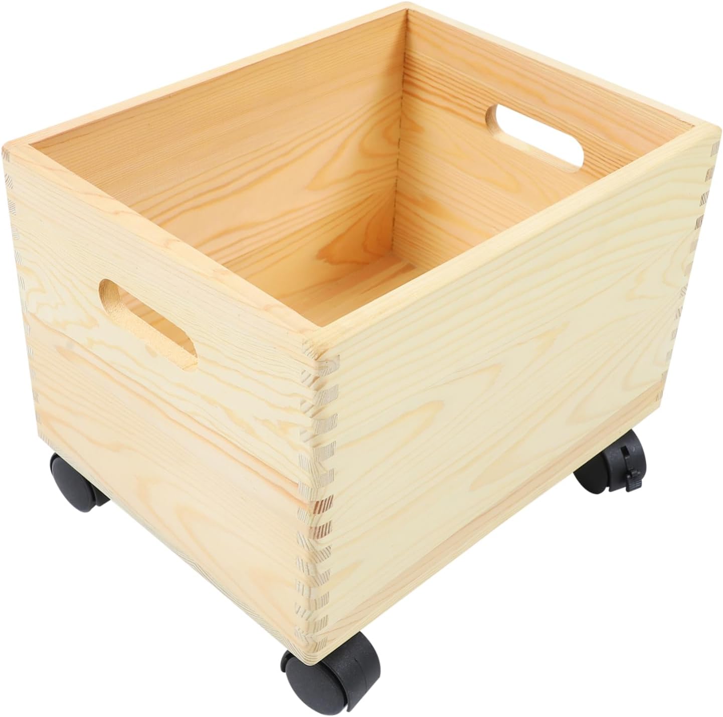 Large Capacity Wooden Storage Box Wheels Household Organizer for Toys and Clothes Portable Sundries Container Sturdy Design for Home Use