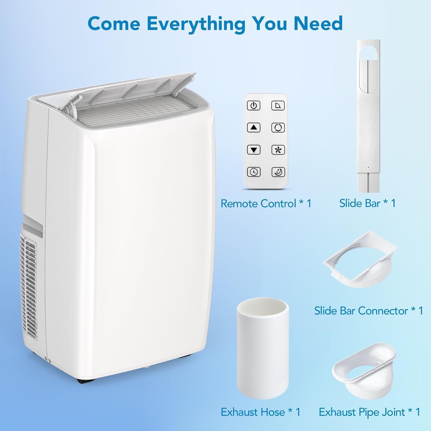 Portable Air Conditioners, 14000 BTU, 3-In-1 Unit Offers Fast Cooling, Dehumidification, Three-Speed Fan for Rooms Up to 750 Sq. Ft, with a 24-Hour Timer, Remote Control, and Operates Quietly