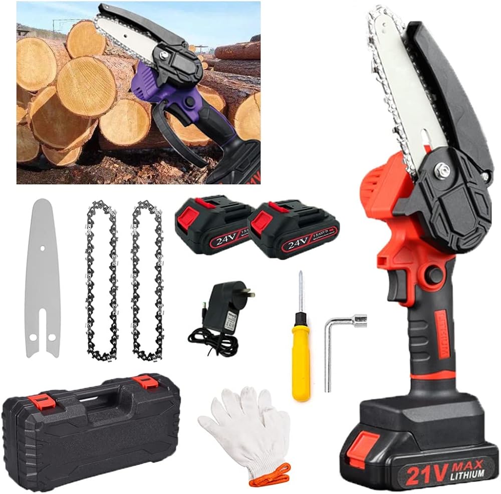 Mini Chainsaw,Lightweight Handheld Chainsaw,Cordless Chainsaw,4 Inch Cordless Battery Powered Chain Saw, Handheld Chainsaw,Handheld Small Chainsaw for Wood Cutting Tree Trimming