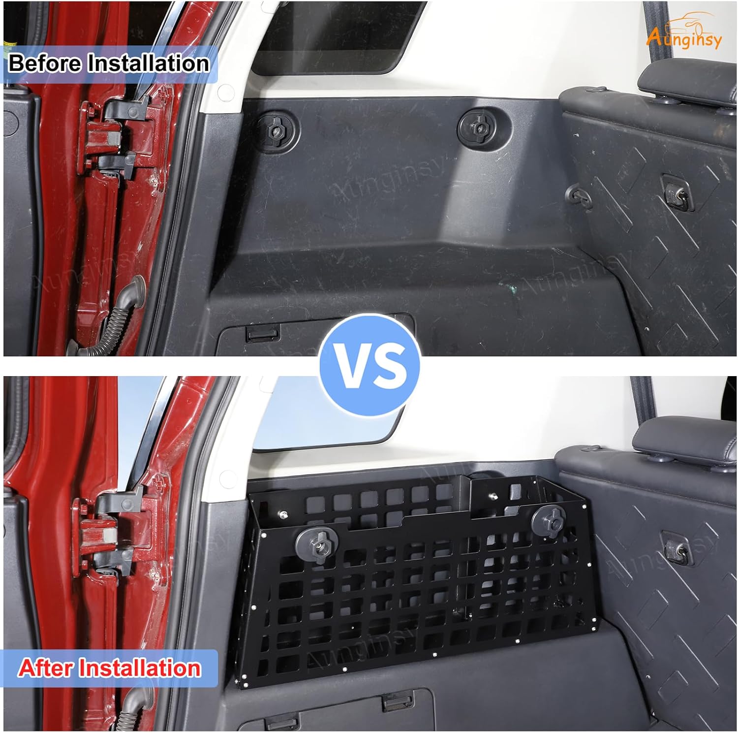 Aunginsy Trunk Organizer Compatible with Toyota FJ Cruiser 2007-2021 Accessories, Aluminum Car Rear Left Side Storage Holder Multifunctional Trunk Storage Box Basket Rear Cargo Racks Add Trunk Space