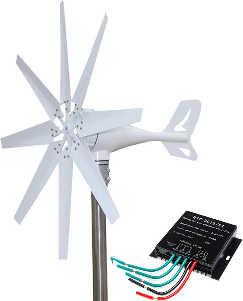 9000W Horizontal Wind Turbine Generator,12V-220V Windmill with Free MPPT Charger Controller,Portable Vertical Wind Power Turbine Generator Kit