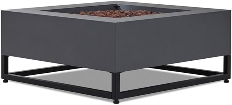 Real Flame Blake Square Propane Fire Table in Weathered Slate with Natural Gas Conversion Kit