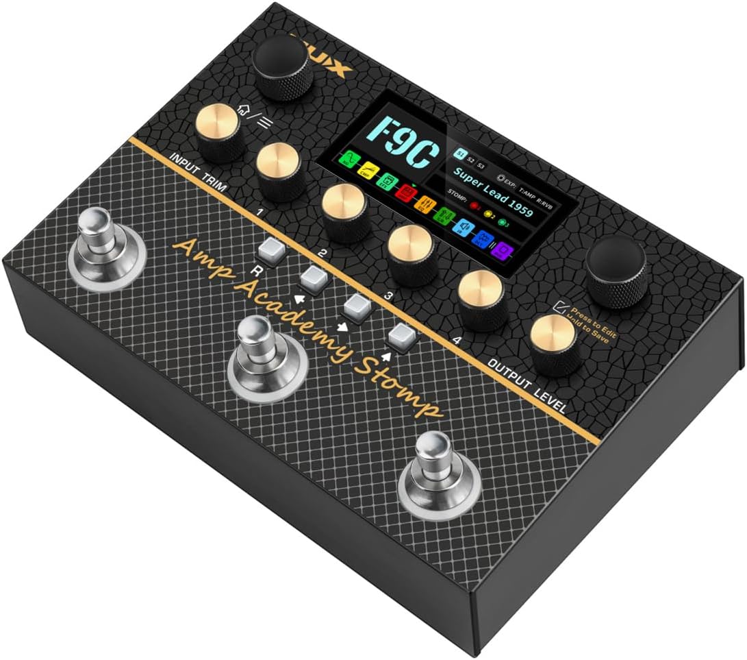 NUX Amp Academy Stomp Compact Amp Modeler, Multi Effects Pedal, 9 EFX blocks, Stereo IR Engine