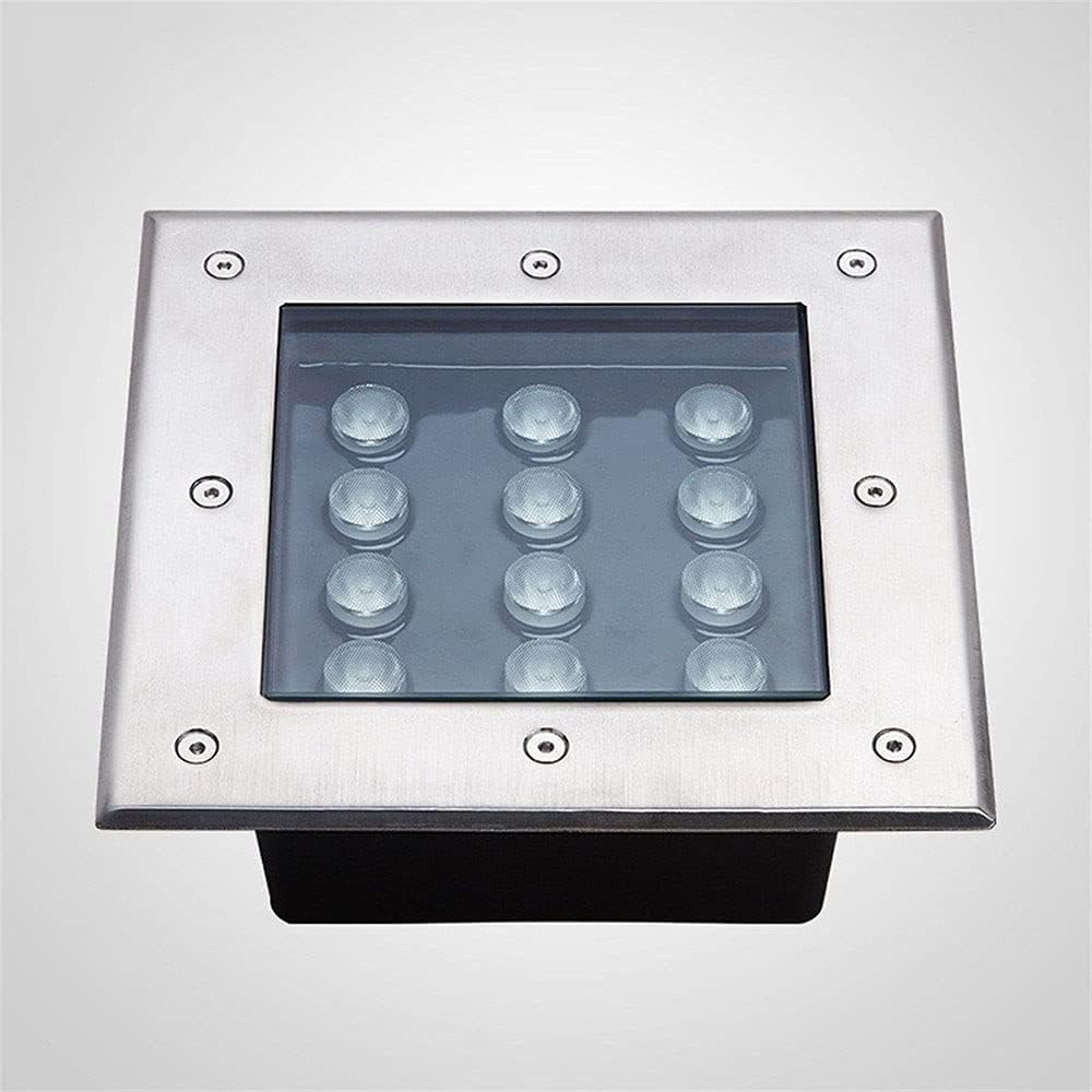 12W LED Underground Light Square Deck Patio Steps Lighting COB Waterproof Path Floor Buried Lamp Outdoor Ground Garden Buried Spotlight Yard Spot Landscape In-ground Lights (Color : Warm Light)