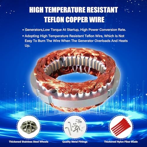 800W-1200W Wind Turbine Generator Kit - 12V/24V/48V MPPT Controller, Low Wind Speed (2.5m/s) Windmill, 5 Red Blades for Efficient Home Power Generation