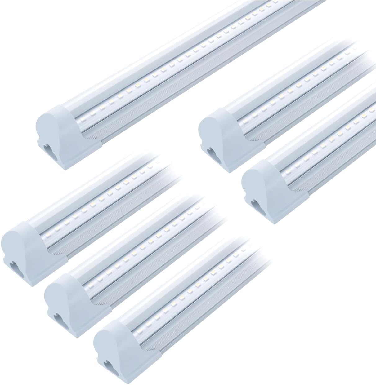 6 Pack 4FT LED Shop Light 24W Utility Linkable T8 Integrated Tube Light 6000K Daylight White with ON/Off Switch Cable for Household, Garage Ceiling and Under Cabinet Lighting