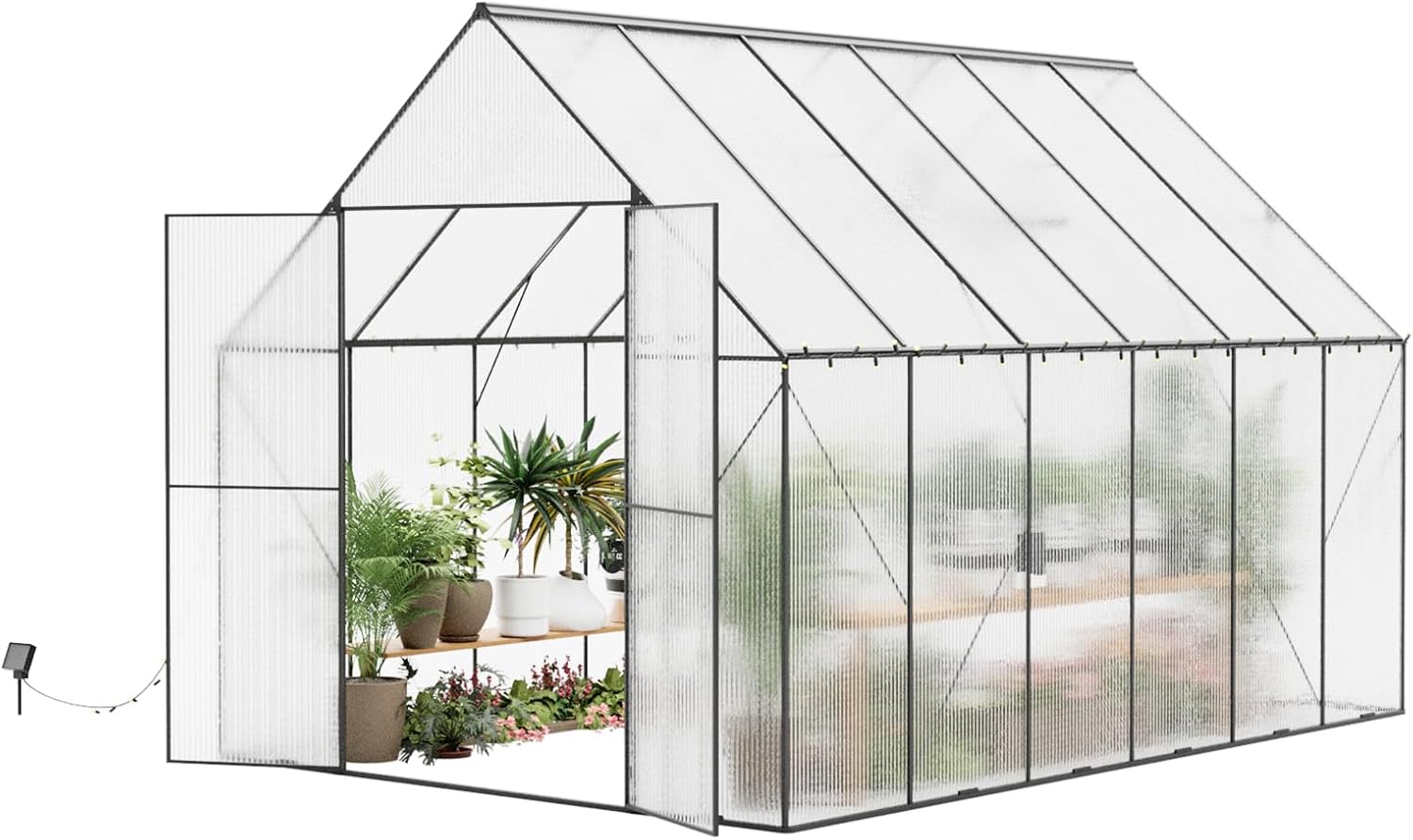 Greenhouse for Outdoors 8X12 FT,Heavy Duty Polycarbonate Greenhouses, Large Walk-in Greenhouse with Roof Vent, Aluminum Hot House for Garden