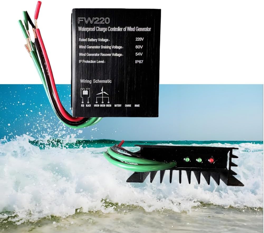 Portable Wind Turbine MPPT Charge Controller, 12V 24V 48V for Wind Generator DC MPPT Wind Solar Charge Controller (10000W,IP68)