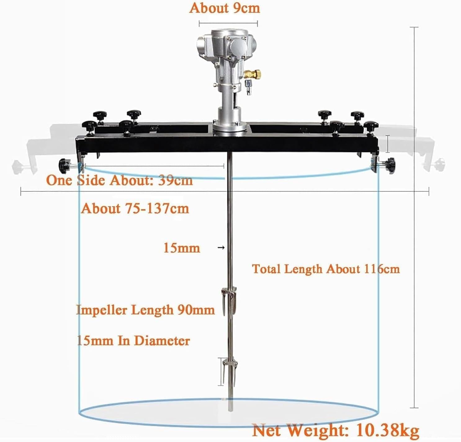Pneumatic Paint Mixer Air Agitator, Pneumatic Paint Mixer, Paint Stirring Machine with Support Hanger and Folding Propeller