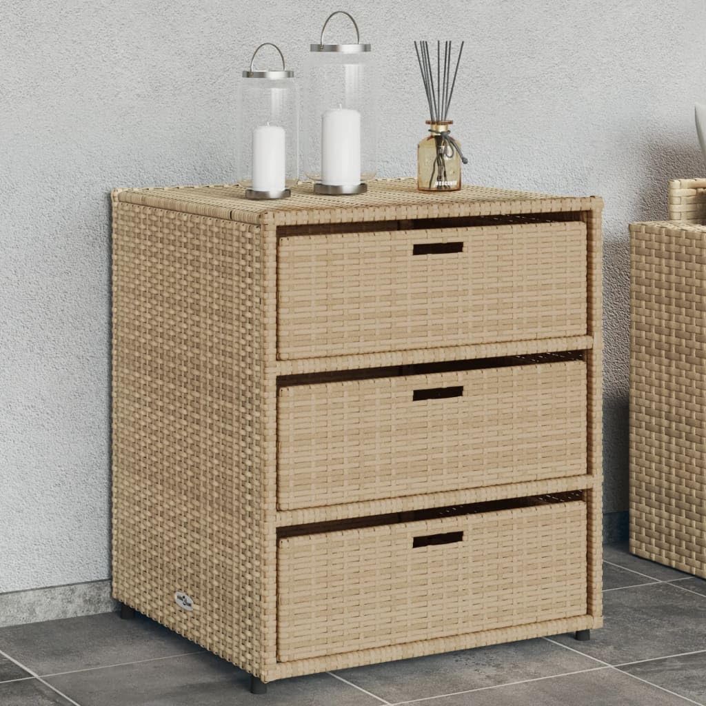 Garden Storage Cabinet Beige PE Rattan, Powder-Coated Steel Medium Storage Box Deck Chest for Deck Balcony