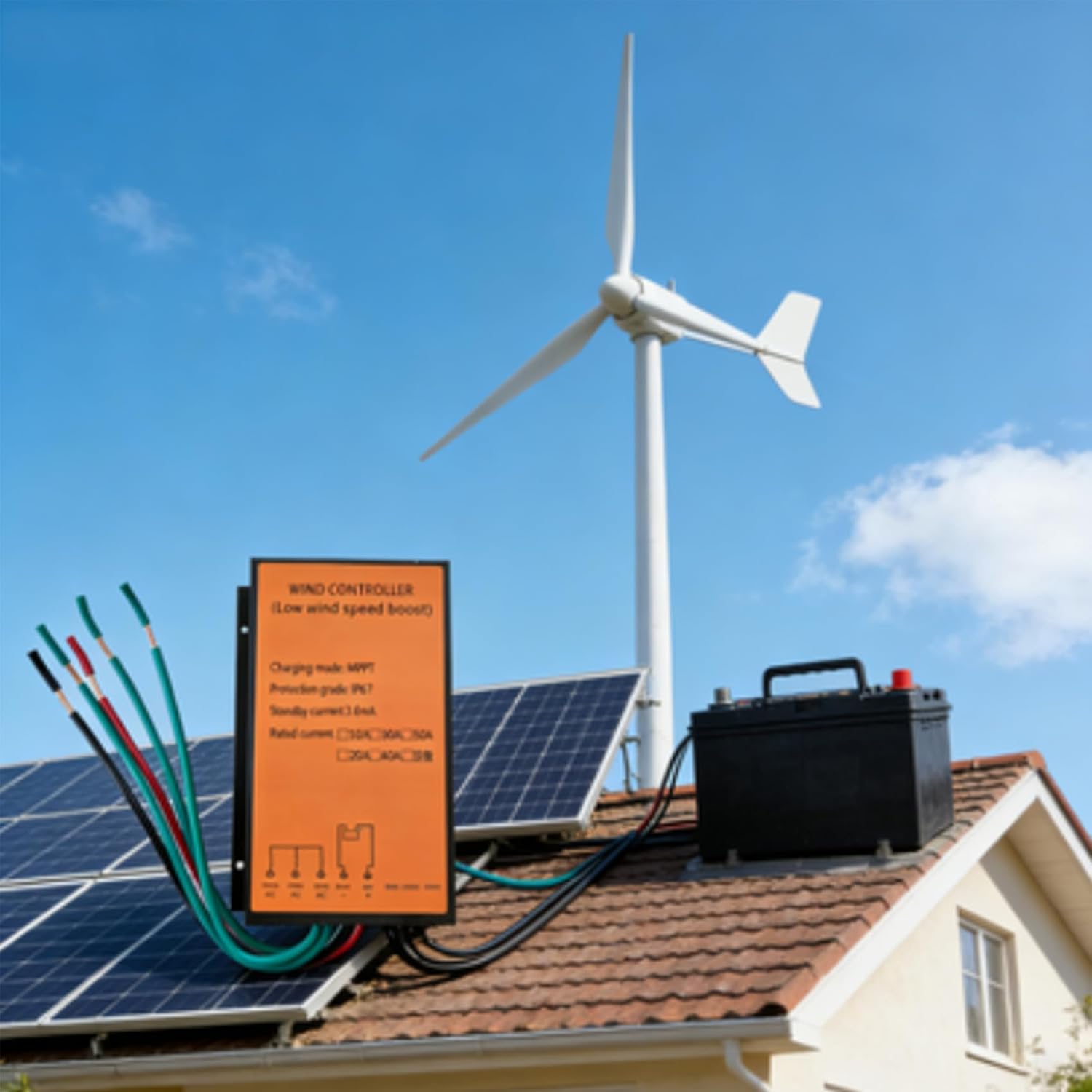 Wind Charge Controller 12V 24V 48V 220V 9000W MPPT Low Wind Speed Boost IP67 Waterproof, for Horizontal Vertical Wind Turbine Generator