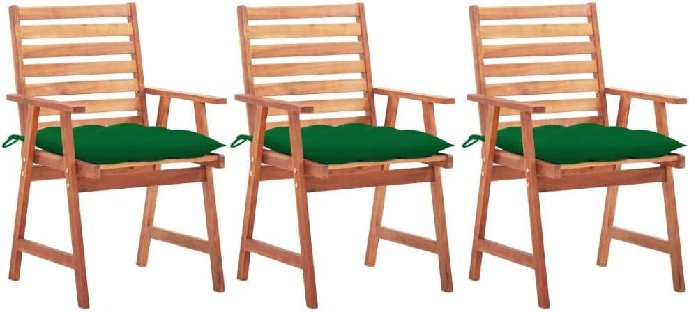 Patio Dining Chairs 3 pcs with Cushions Solid Acacia Wood,Stylish Acacia Wood Dining Chairs with Water-Resistant Cushions for Outdoor Dining Outdoor Furniture, Outdoor Chairs