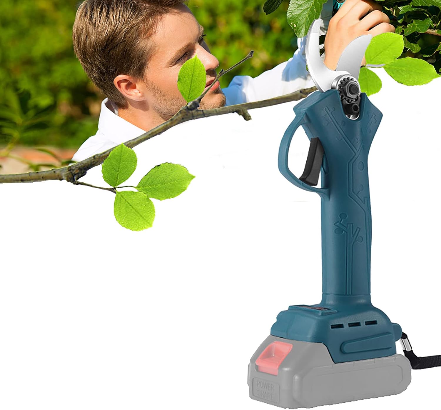 Power Tool Branch Cutter Electric Cordless Pruning Shears, Electric Garden Shears Electric Scissors, 4 Gear Garden Fruit Tree Pruning, Secateurs 0~30mm for Garden/Patio Set2 blue