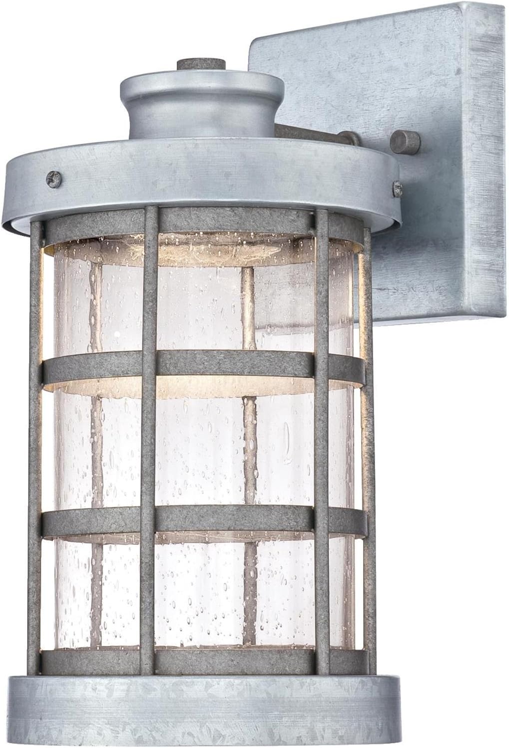 Westinghouse 6347800 Barkley One-Light LED Outdoor Wall Fixture, Galvanized Steel Finish with Clear Seeded Glass