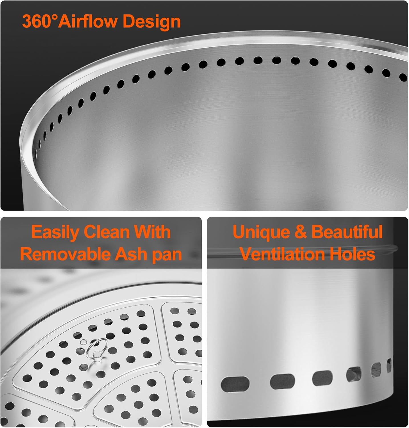 ONLYFIRE OUTDOOR LIVING Wood Burning Fire Pit with Carrying Bag, 19.5” Portable Firepit for Camping Tailgating Patio Backyard Bonfire, Smokeless Fireplace, Stainless Steel FP048