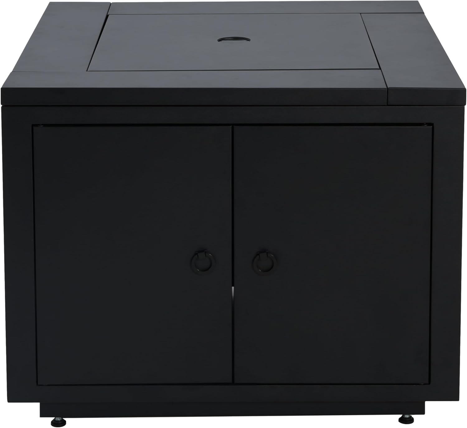 30inch Sleek Square Steel Fire Pit Table in Black with Lava Rocks and Protect Cover for Patio and Deck, 40000BTU N772P300410B