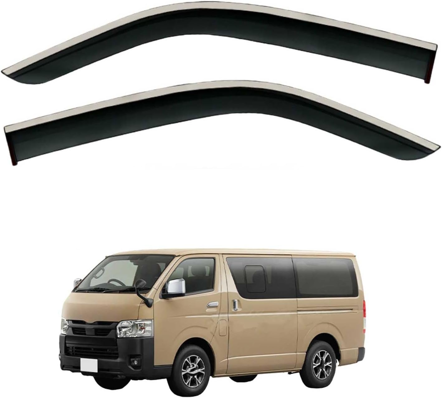 Window Deflectors for Toyota Hiace MK5-H200 2005-2018, Sun Rain Guard Window Visors Vent Shades with Bright Stripes Car Accessories