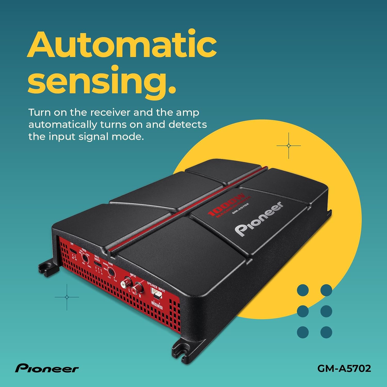Pioneer GM-A5702 2-Channel Car Amplifier – 1000W Max, Class AB, Bridgeable Design, Bridgeable, Variable Filters, High Power